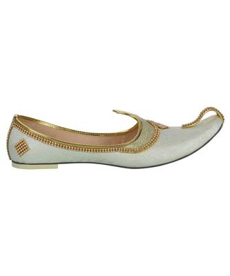 Men's Cream Gold Glitz Rhinestone Mojaris 5