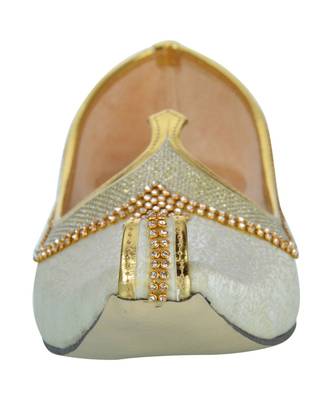 Men's Cream Gold Glitz Rhinestone Mojaris 6