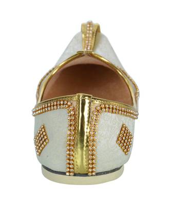Men's Cream Gold Glitz Rhinestone Mojaris 7