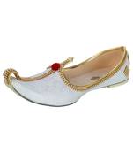 Men's White Fabric Tri Rhinestone Mojaris