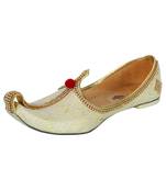 Men's Light Gold Fabric Tri Rhinestone Mojaris