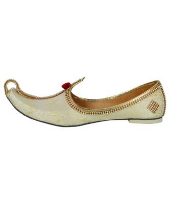 Men's Light Gold Fabric Tri Rhinestone Mojaris 3