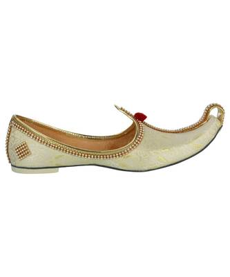 Men's Light Gold Fabric Tri Rhinestone Mojaris 4