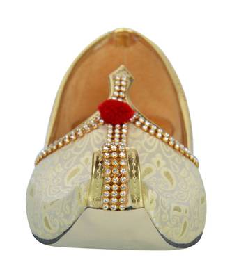 Men's Light Gold Fabric Tri Rhinestone Mojaris 5