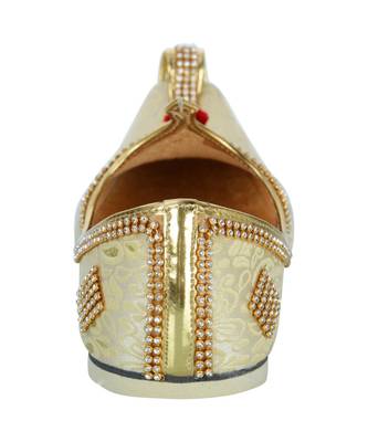 Men's Light Gold Fabric Tri Rhinestone Mojaris 6