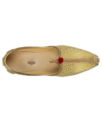 Men's Golden Fabric Tri Rhinestone Mojaris 2