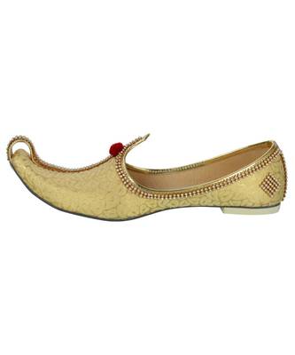 Men's Golden Fabric Tri Rhinestone Mojaris 3
