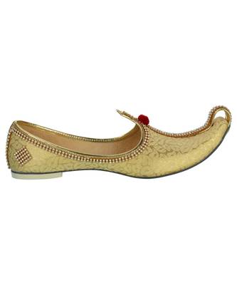 Men's Golden Fabric Tri Rhinestone Mojaris 4