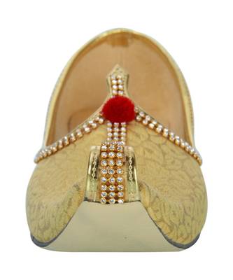 Men's Golden Fabric Tri Rhinestone Mojaris 5