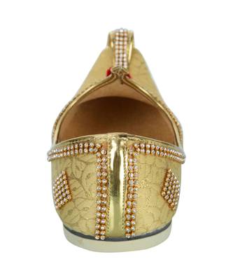 Men's Golden Fabric Tri Rhinestone Mojaris 6