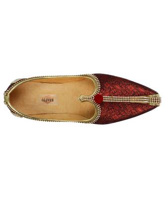 Men's Red Fabric Tri Rhinestone Mojaris 2
