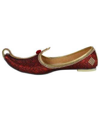 Men's Red Fabric Tri Rhinestone Mojaris 3