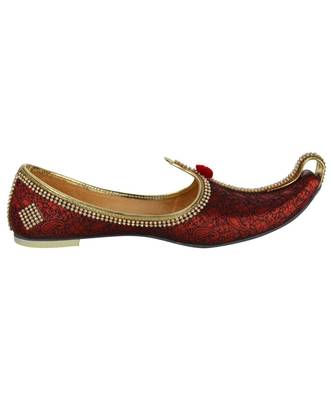 Men's Red Fabric Tri Rhinestone Mojaris 4