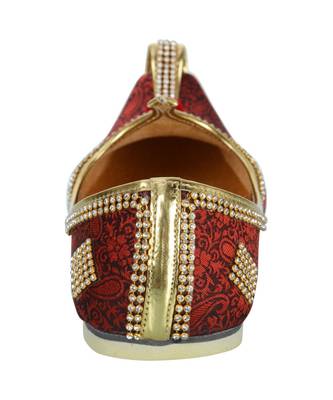 Men's Red Fabric Tri Rhinestone Mojaris 6
