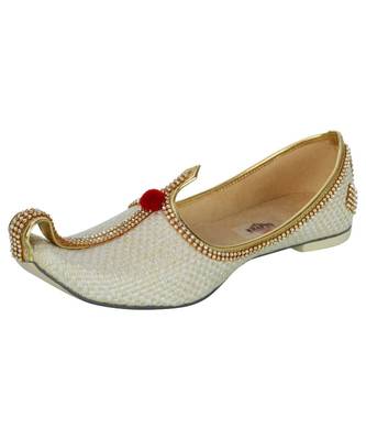 Men's Cream Jute Tri Rhinestone Mojaris 1
