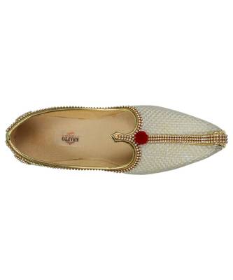 Men's Cream Jute Tri Rhinestone Mojaris 2