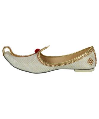 Men's Cream Jute Tri Rhinestone Mojaris 3
