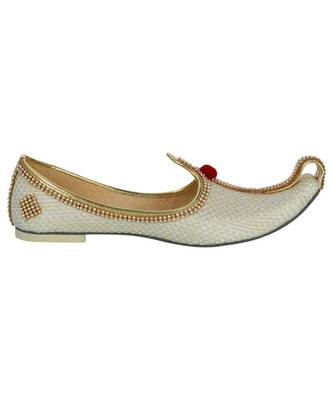 Men's Cream Jute Tri Rhinestone Mojaris 4