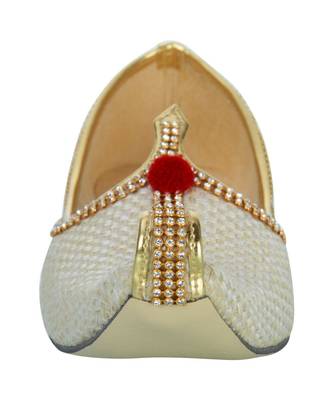 Men's Cream Jute Tri Rhinestone Mojaris 5