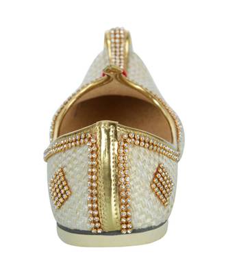 Men's Cream Jute Tri Rhinestone Mojaris 6