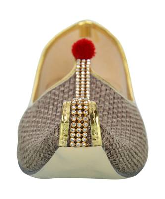 Men's Sandy Brown Jute Mono Rhinestone Mojaris 5