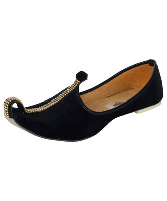 Men's Black Velvet Mono Rhinestone Mojaris 1