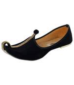 Men's Black Velvet Mono Rhinestone Mojaris