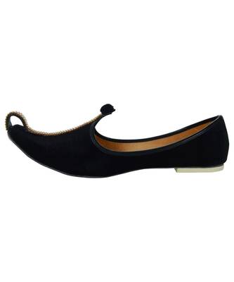 Men's Black Velvet Mono Rhinestone Mojaris 3