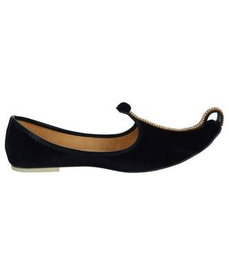 Men's Black Velvet Mono Rhinestone Mojaris 4
