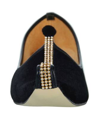Men's Black Velvet Mono Rhinestone Mojaris 5