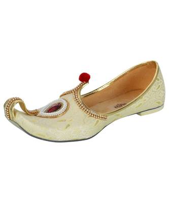 Men's Gold Fabric Rhinestone Ruby Mojaris 1