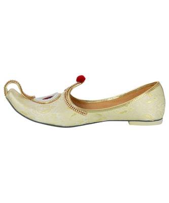 Men's Gold Fabric Rhinestone Ruby Mojaris 3
