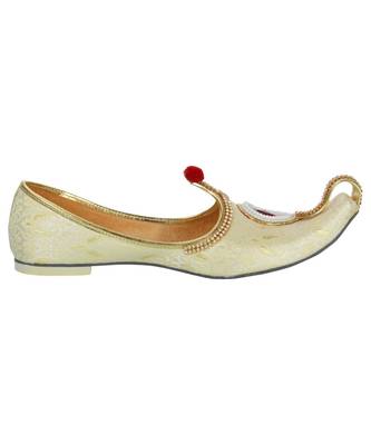 Men's Gold Fabric Rhinestone Ruby Mojaris 4
