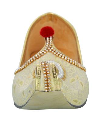 Men's Gold Fabric Rhinestone Ruby Mojaris 5