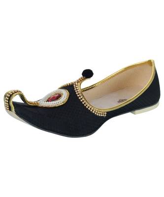 Men's Black Fabric Rhinestone Ruby Mojaris 1
