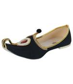 Men's Black Fabric Rhinestone Ruby Mojaris