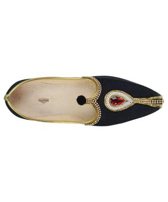 Men's Black Fabric Rhinestone Ruby Mojaris 2