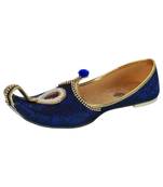 Men's Blue Fabric Rhinestone Ruby Mojaris