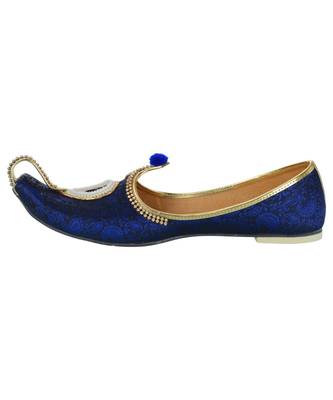 Men's Blue Fabric Rhinestone Ruby Mojaris 3