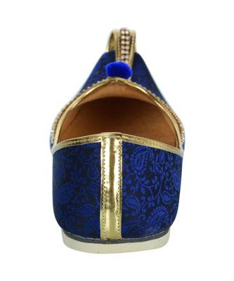 Men's Blue Fabric Rhinestone Ruby Mojaris 6