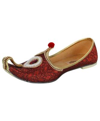 Men's Red Fabric Rhinestone Ruby Mojaris 1