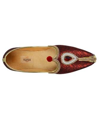 Men's Red Fabric Rhinestone Ruby Mojaris 2