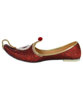 Men's Red Fabric Rhinestone Ruby Mojaris 3