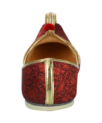 Men's Red Fabric Rhinestone Ruby Mojaris 6