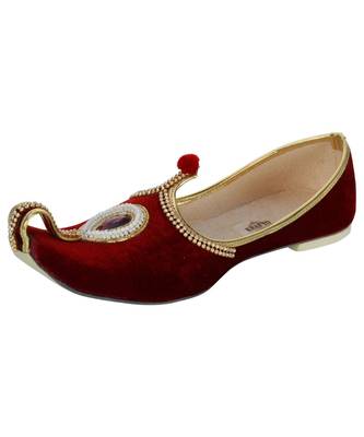 Men's Red Velvet Rhinestone Ruby Mojaris 1