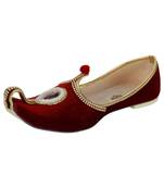 Men's Red Velvet Rhinestone Ruby Mojaris