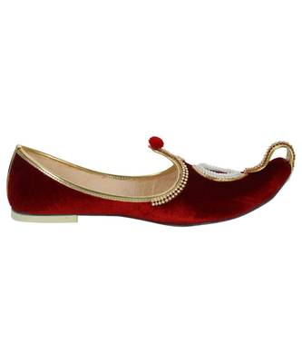 Men's Red Velvet Rhinestone Ruby Mojaris 2