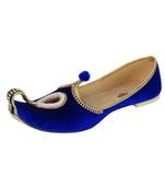 Men's Blue Velvet Rhinestone Ruby Mojaris