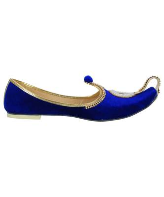 Men's Blue Velvet Rhinestone Ruby Mojaris 3