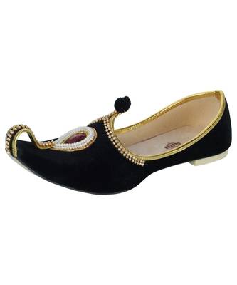 Men's Black Velvet Rhinestone Ruby Mojaris 1